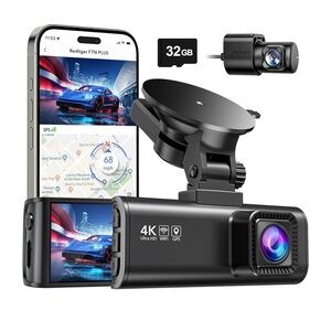 REDTIGER, 4K/2.5K Full HD Dash Camera 32GB Card, Wi-Fi GPS, 24H Parking (F7NP)